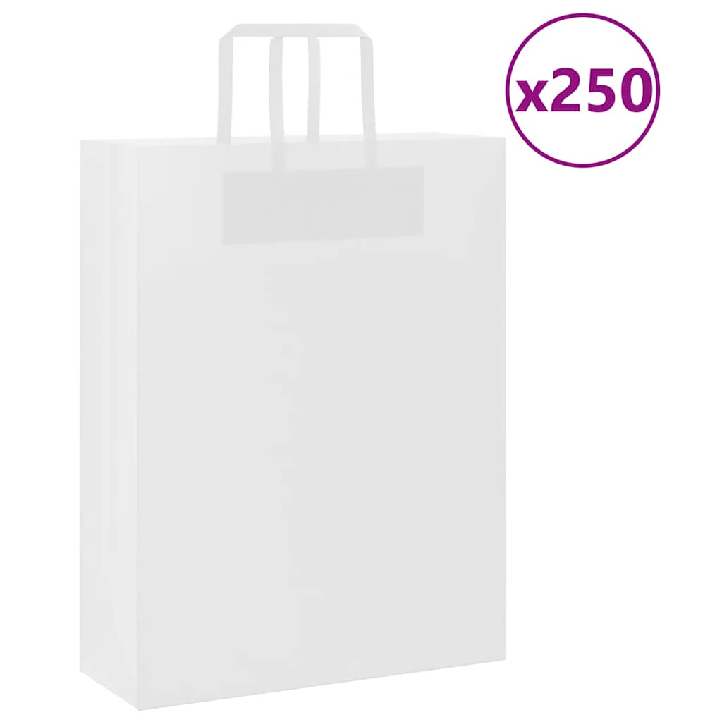 Sacchetti di Carta Kraft 250 pz con Manici Bianchi 32x12x42 cm