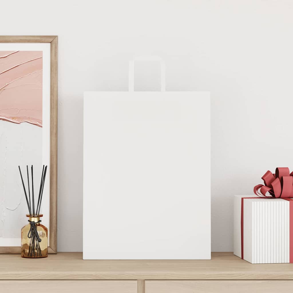 Sacchetti di Carta Kraft 250 pz con Manici Bianchi 32x12x42 cm