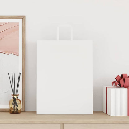 Sacchetti di Carta Kraft 250 pz con Manici Bianchi 32x12x42 cm