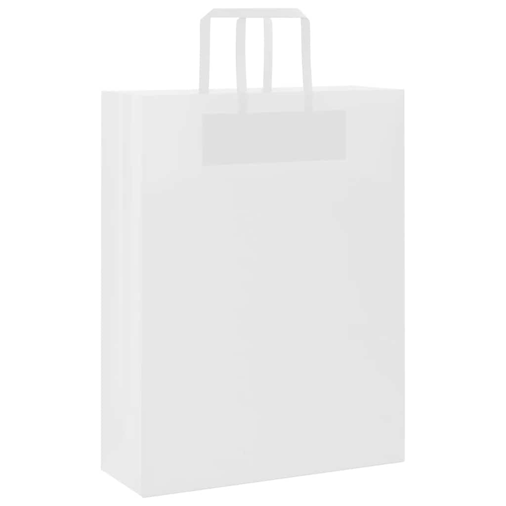 Sacchetti di Carta Kraft 250 pz con Manici Bianchi 32x12x42 cm