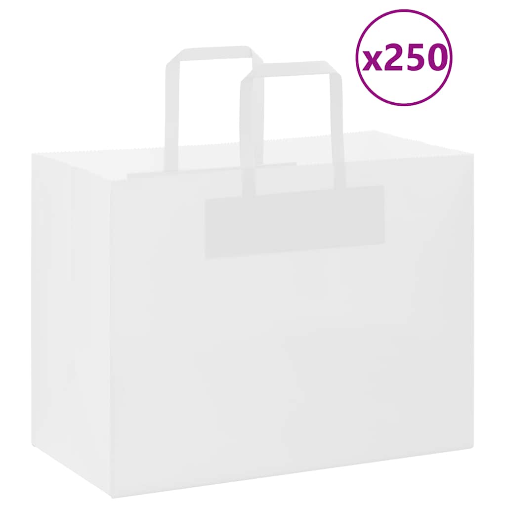 Sacchetti di Carta Kraft 250 pz con Manici Bianchi 32x17x25 cm