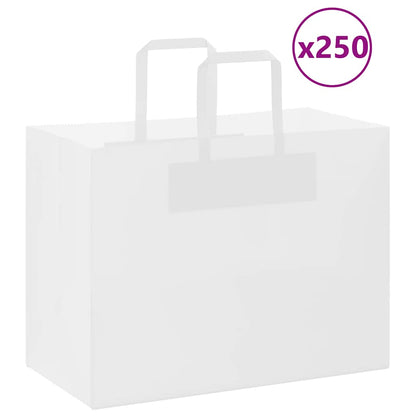 Sacchetti di Carta Kraft 250 pz con Manici Bianchi 32x17x25 cm