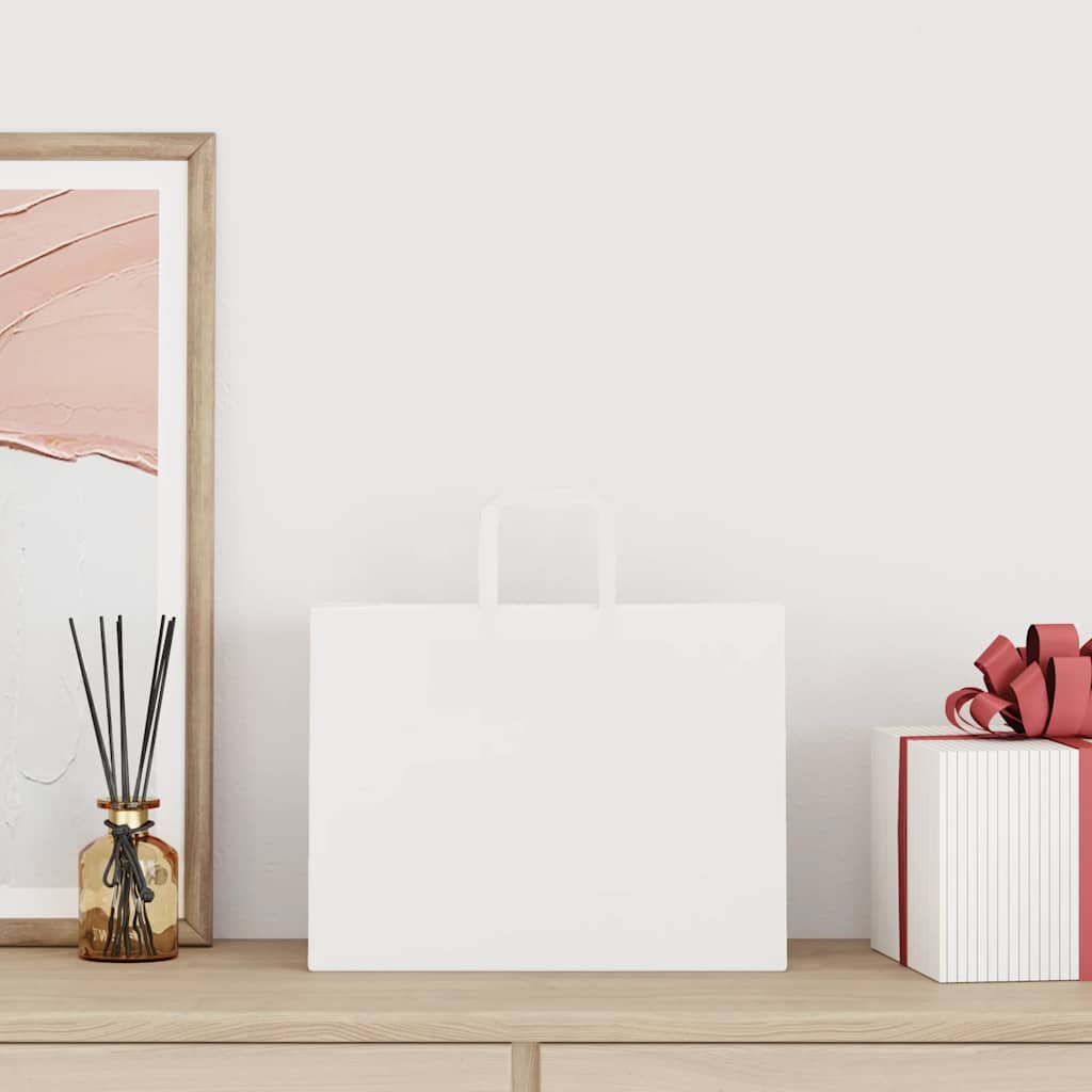 Sacchetti di Carta Kraft 250 pz con Manici Bianchi 32x17x25 cm