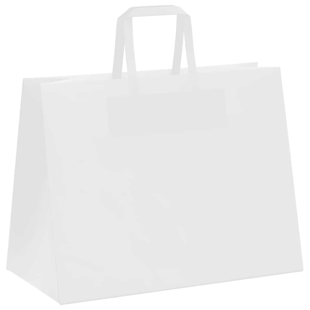 Sacchetti di Carta Kraft 250 pz con Manici Bianchi 32x17x25 cm