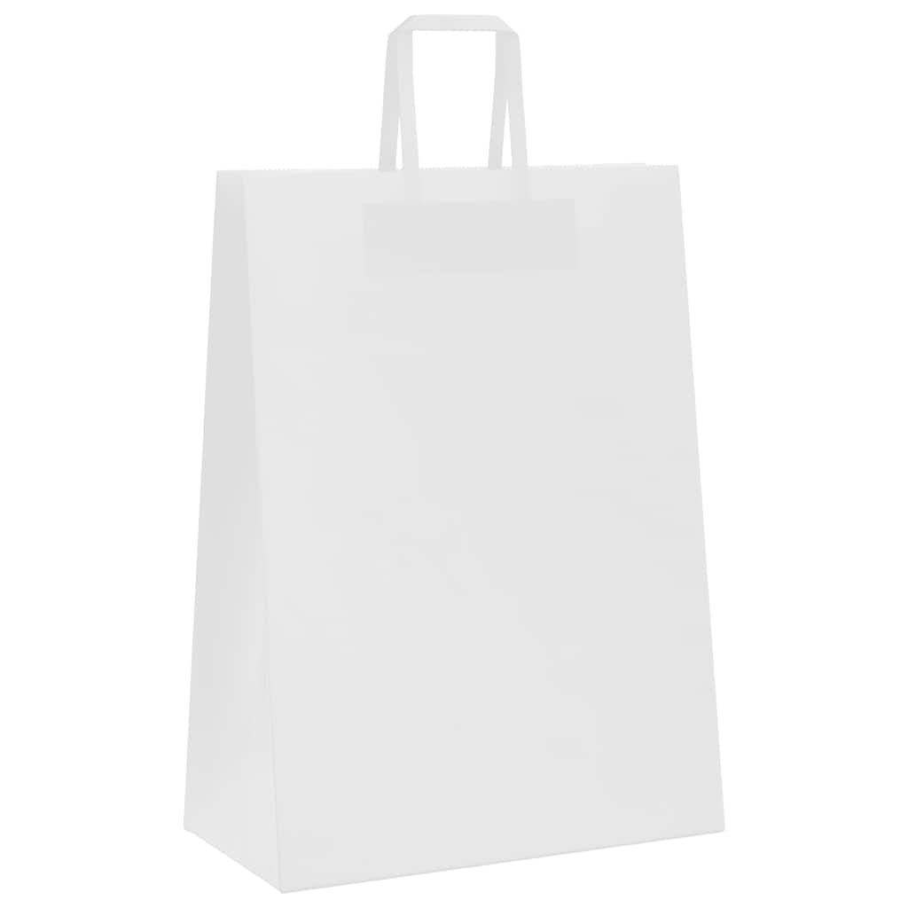 Sacchetti di Carta Kraft 250 pz con Manici Bianchi 32x17x44 cm