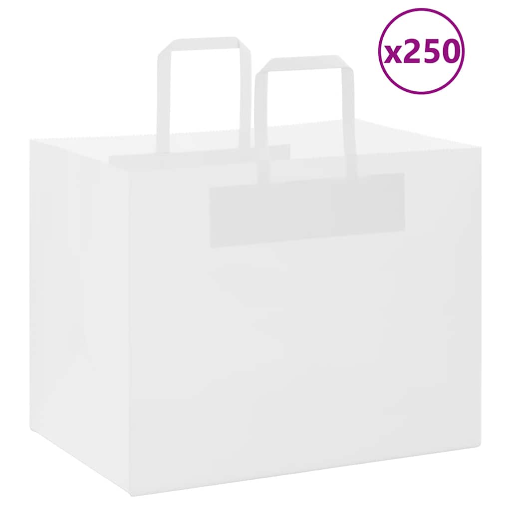 Sacchetti di Carta Kraft 250 pz con Manici Bianchi 32x22x24 cm