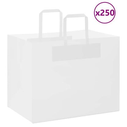 Sacchetti di Carta Kraft 250 pz con Manici Bianchi 32x22x24 cm