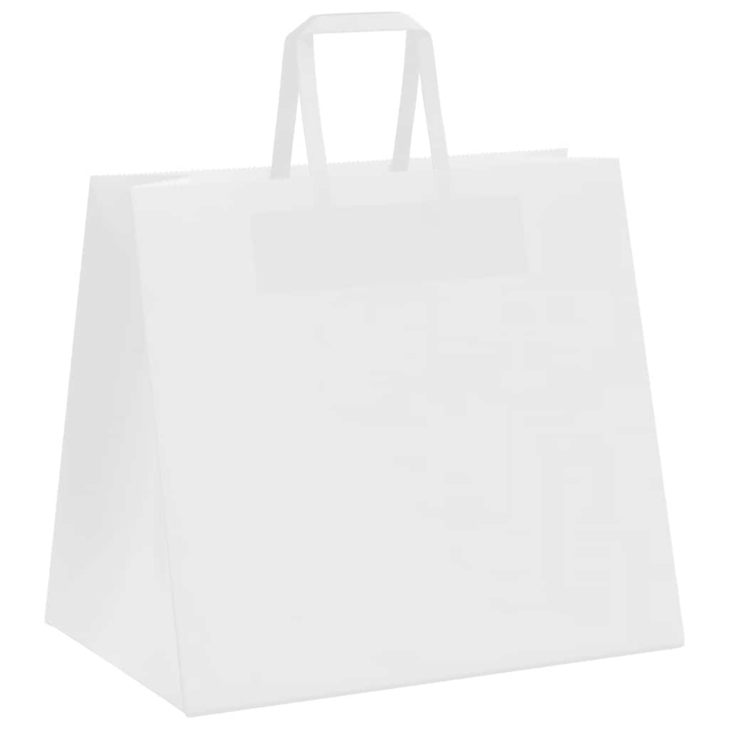 Sacchetti di Carta Kraft 250 pz con Manici Bianchi 32x22x28 cm