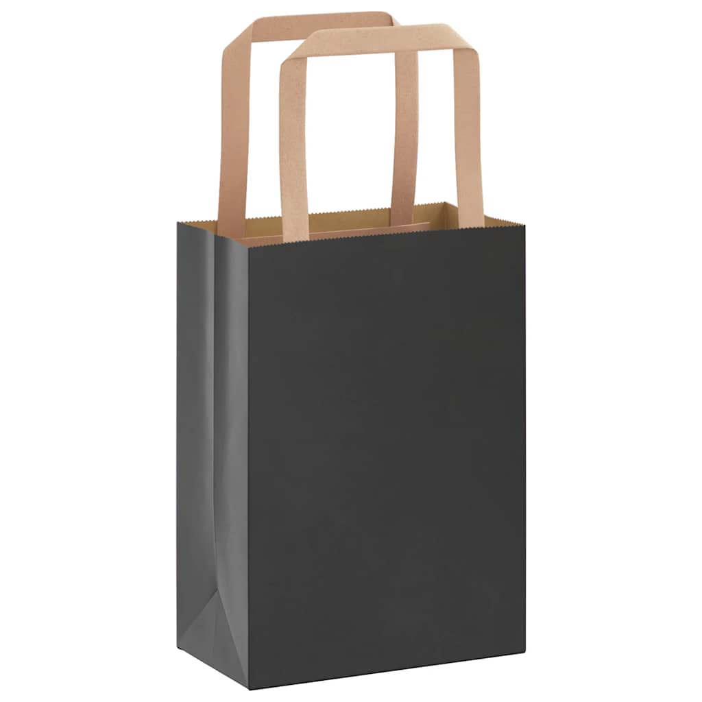 Sacchetti di Carta Kraft 50 pz con Manici Neri 15x8x21 cm