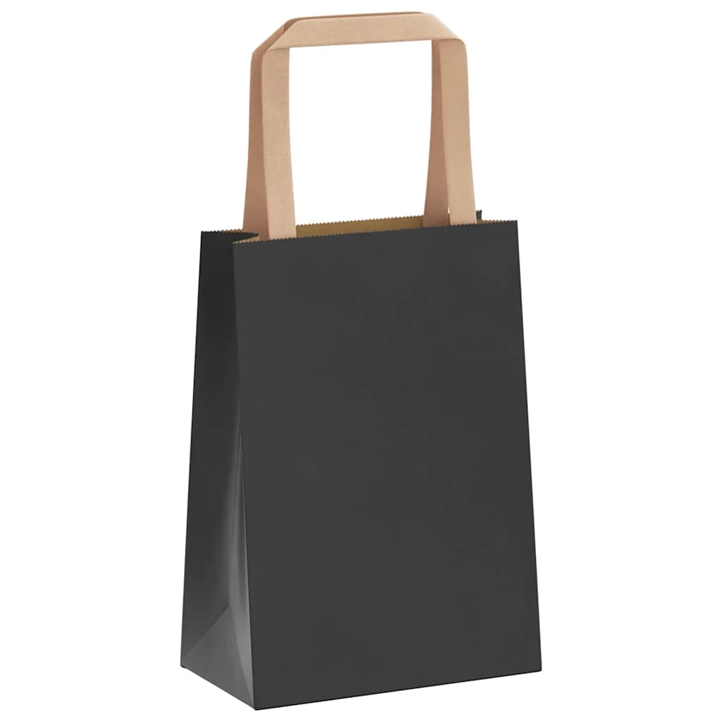 Sacchetti di Carta Kraft 50 pz con Manici Neri 15x8x21 cm