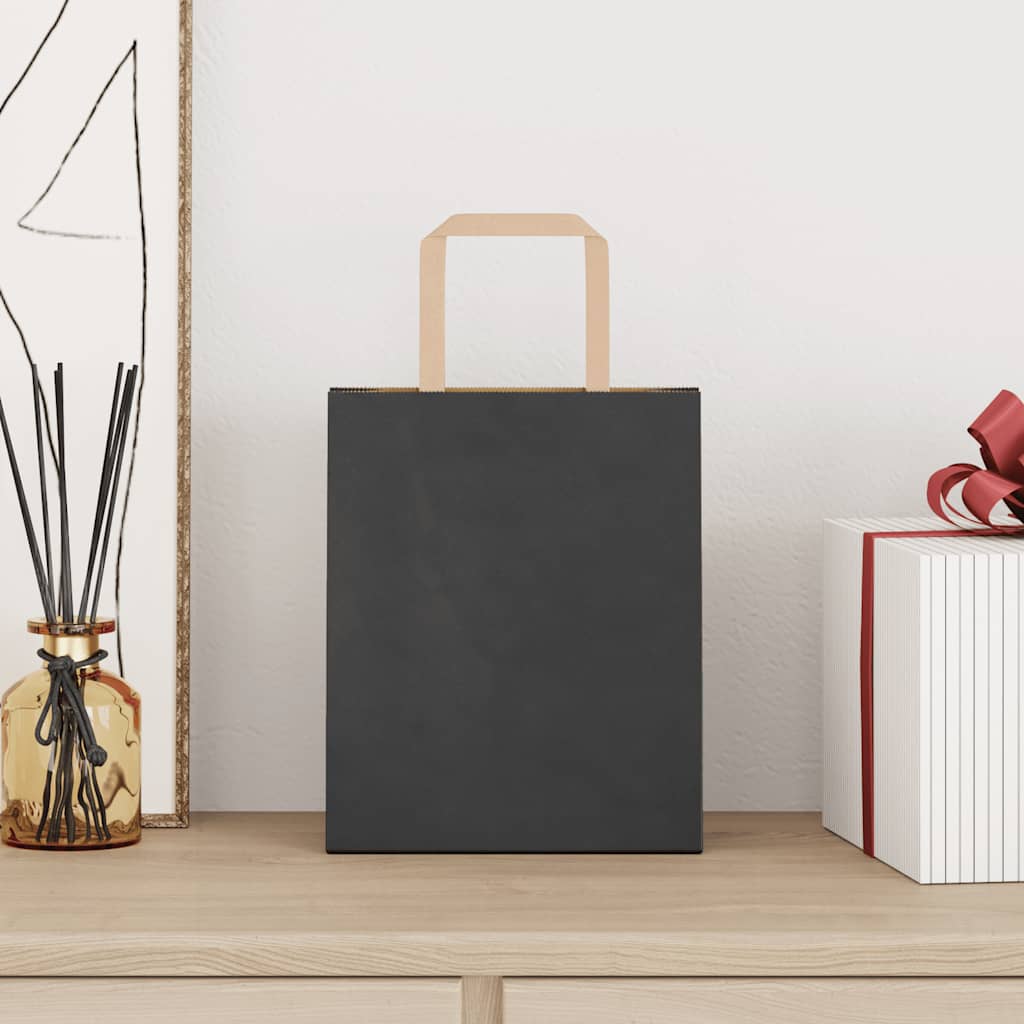Sacchetti di Carta Kraft 50 pz con Manici Neri 18x8x22 cm