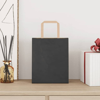 Sacchetti di Carta Kraft 50 pz con Manici Neri 18x8x22 cm