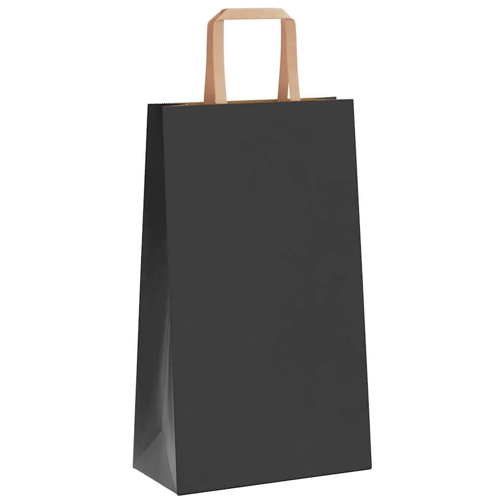 Sacchetti di Carta Kraft 50 pz con Manici Neri 21x11x36 cm