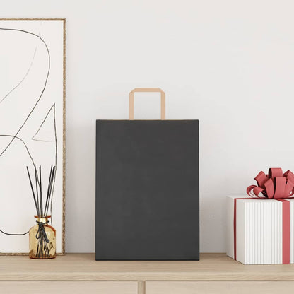 Sacchetti di Carta Kraft 50 pz con Manici Neri 26x12x35 cm