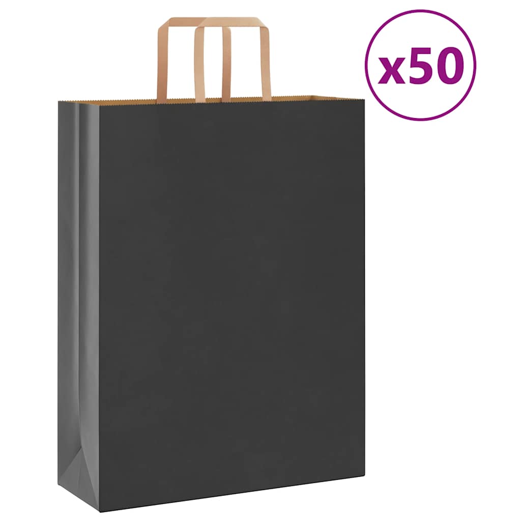 Sacchetti di Carta Kraft 50 pz con Manici Neri 32x12x42 cm