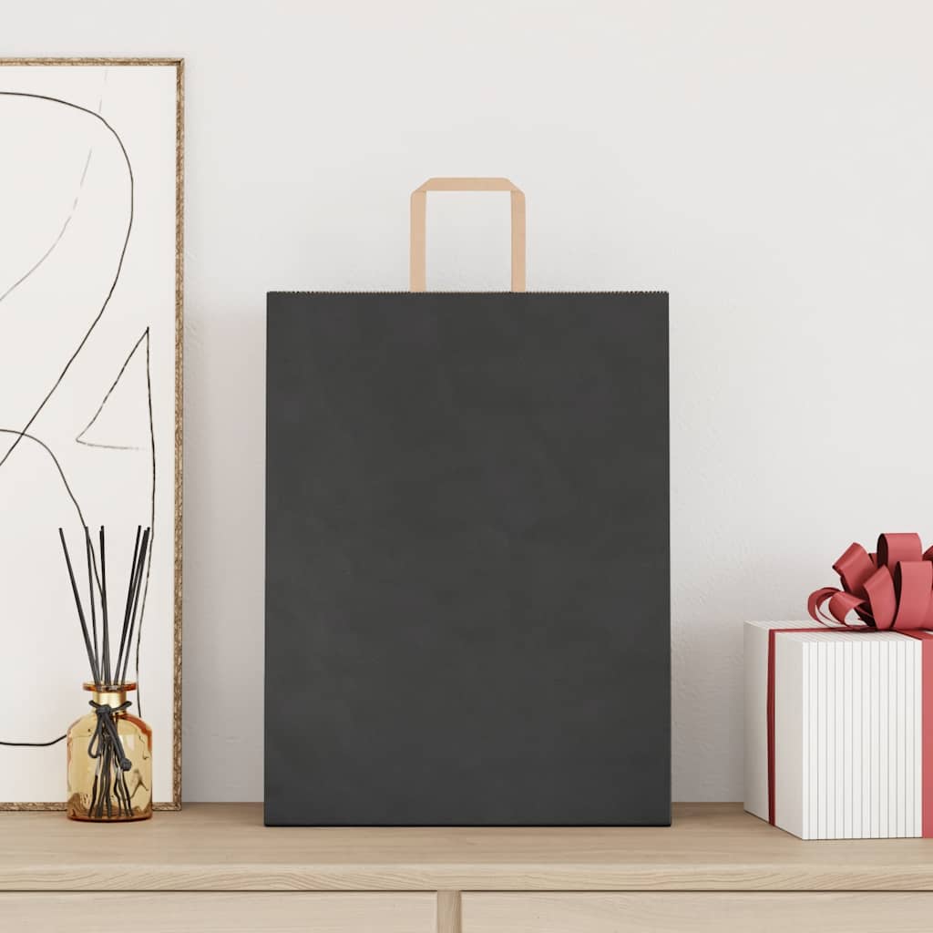 Sacchetti di Carta Kraft 50 pz con Manici Neri 32x12x42 cm