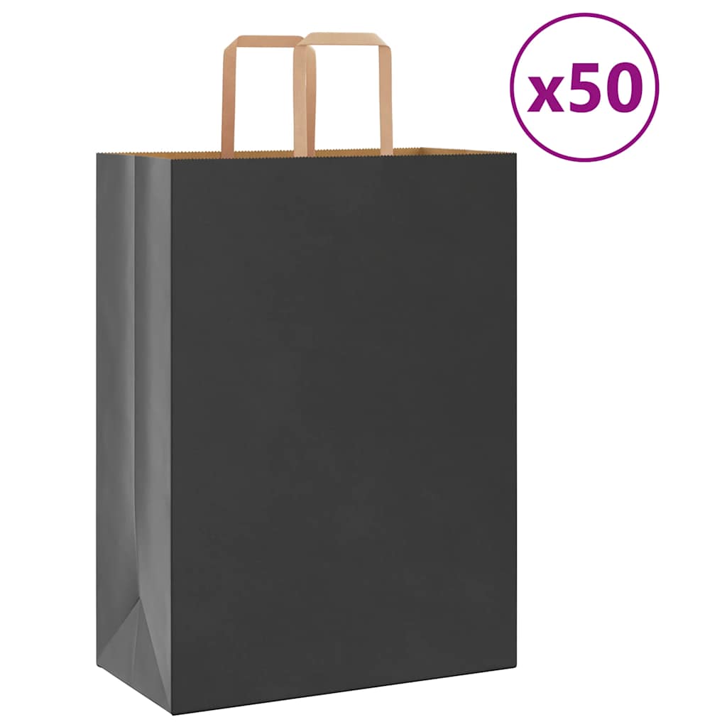 Sacchetti di Carta Kraft 50 pz con Manici Neri 32x17x44 cm