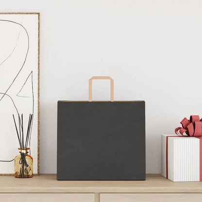Sacchetti di Carta Kraft 50 pz con Manici Neri 32x22x28 cm