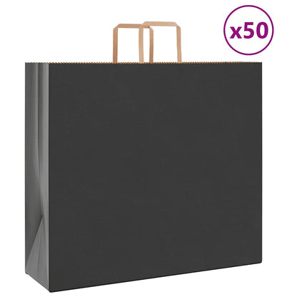 Sacchetti di Carta Kraft 50 pz con Manici Neri 54x15x49 cm