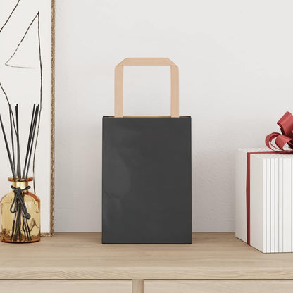 Sacchetti di Carta Kraft 250 pz con Manici Neri 15x8x21 cm