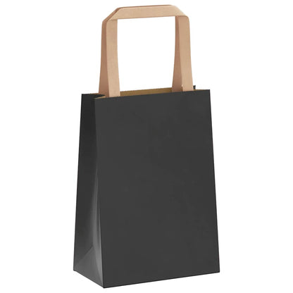 Sacchetti di Carta Kraft 250 pz con Manici Neri 15x8x21 cm