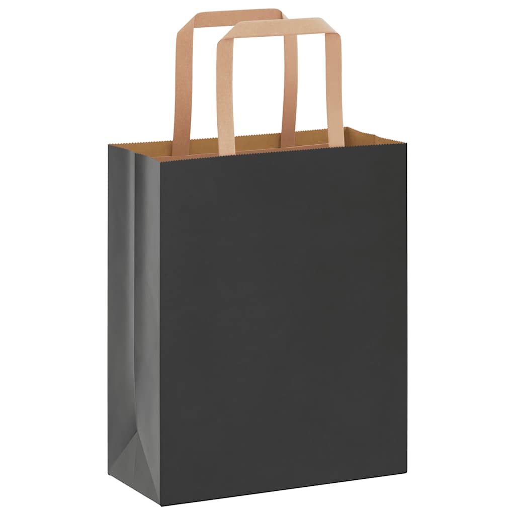 Sacchetti di Carta Kraft 250 pz con Manici Neri 18x8x22 cm