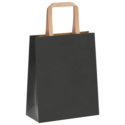 Sacchetti di Carta Kraft 250 pz con Manici Neri 18x8x22 cm