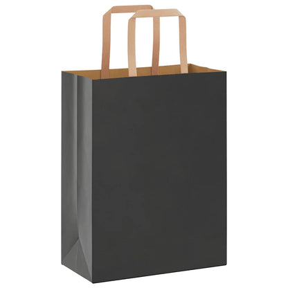 Sacchetti di Carta Kraft 250 pz con Manici Neri 21x11x28 cm