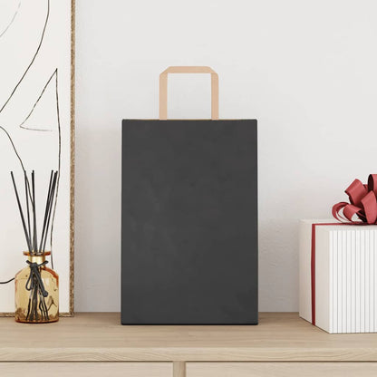 Sacchetti di Carta Kraft 250 pz con Manici Neri 21x11x31 cm