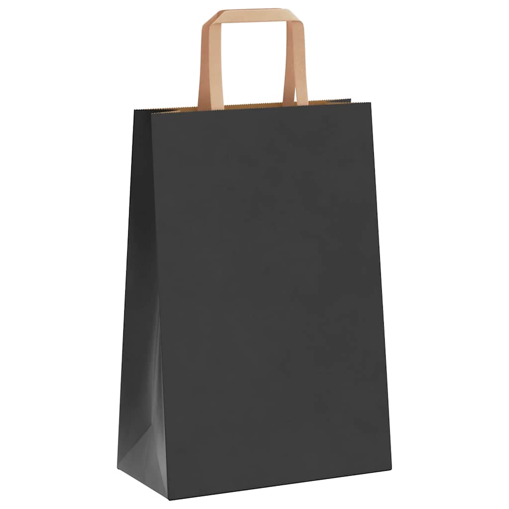 Sacchetti di Carta Kraft 250 pz con Manici Neri 21x11x31 cm