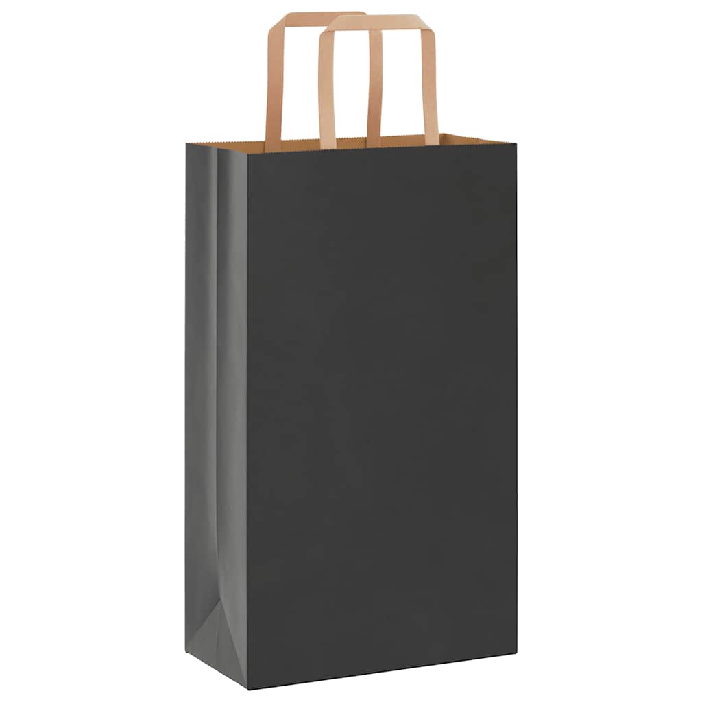 Sacchetti di Carta Kraft 250 pz con Manici Neri 21x11x36 cm