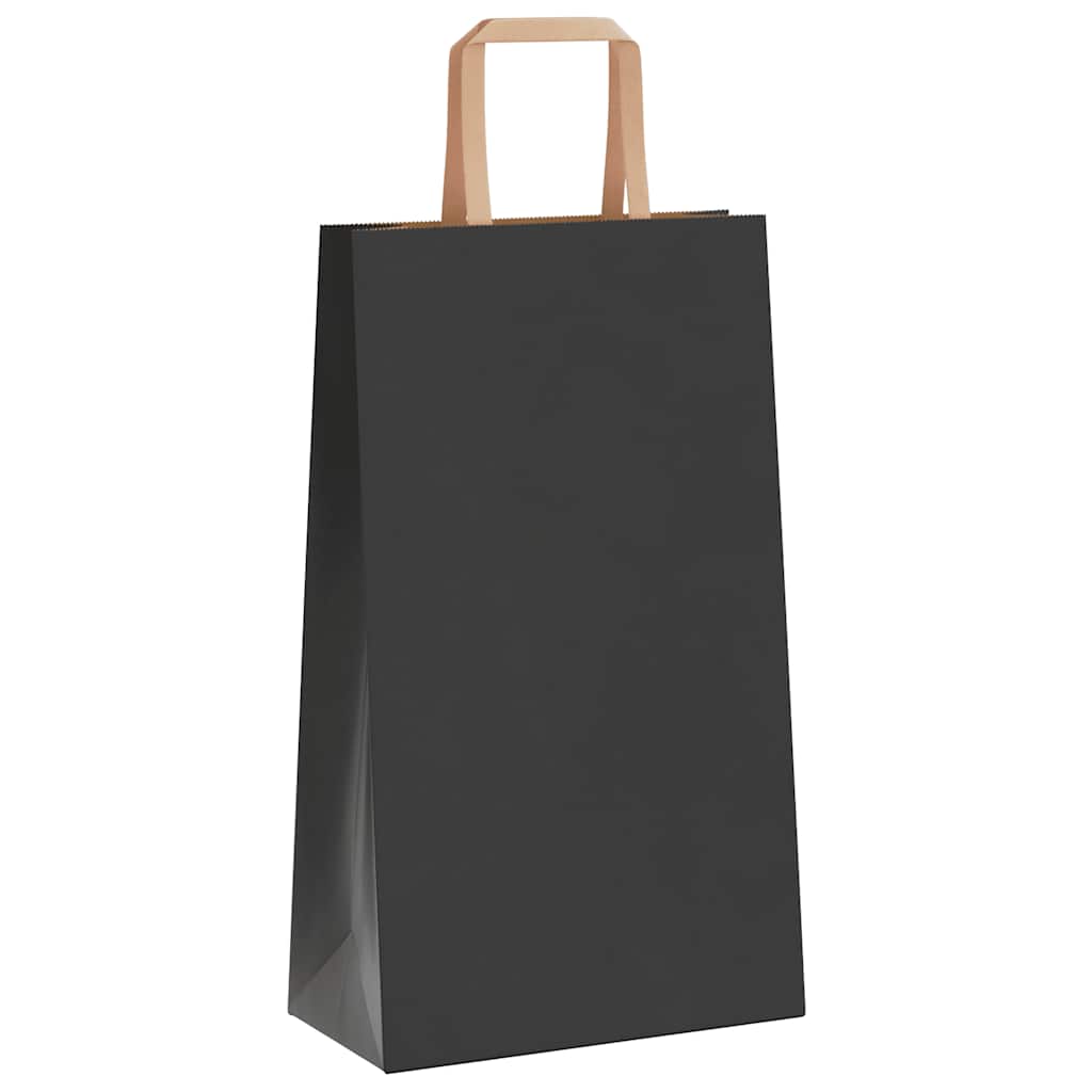 Sacchetti di Carta Kraft 250 pz con Manici Neri 21x11x36 cm