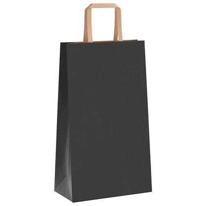 Sacchetti di Carta Kraft 250 pz con Manici Neri 21x11x36 cm