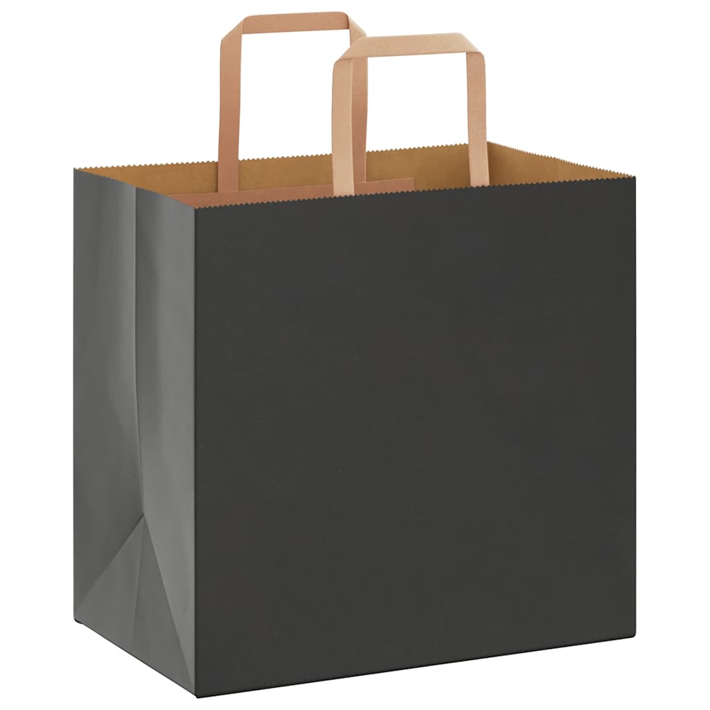 Sacchetti di Carta Kraft 250 pz con Manici Neri 26x17x25 cm