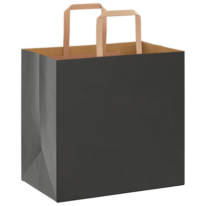 Sacchetti di Carta Kraft 250 pz con Manici Neri 26x17x25 cm