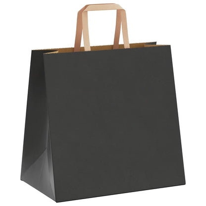 Sacchetti di Carta Kraft 250 pz con Manici Neri 26x17x25 cm