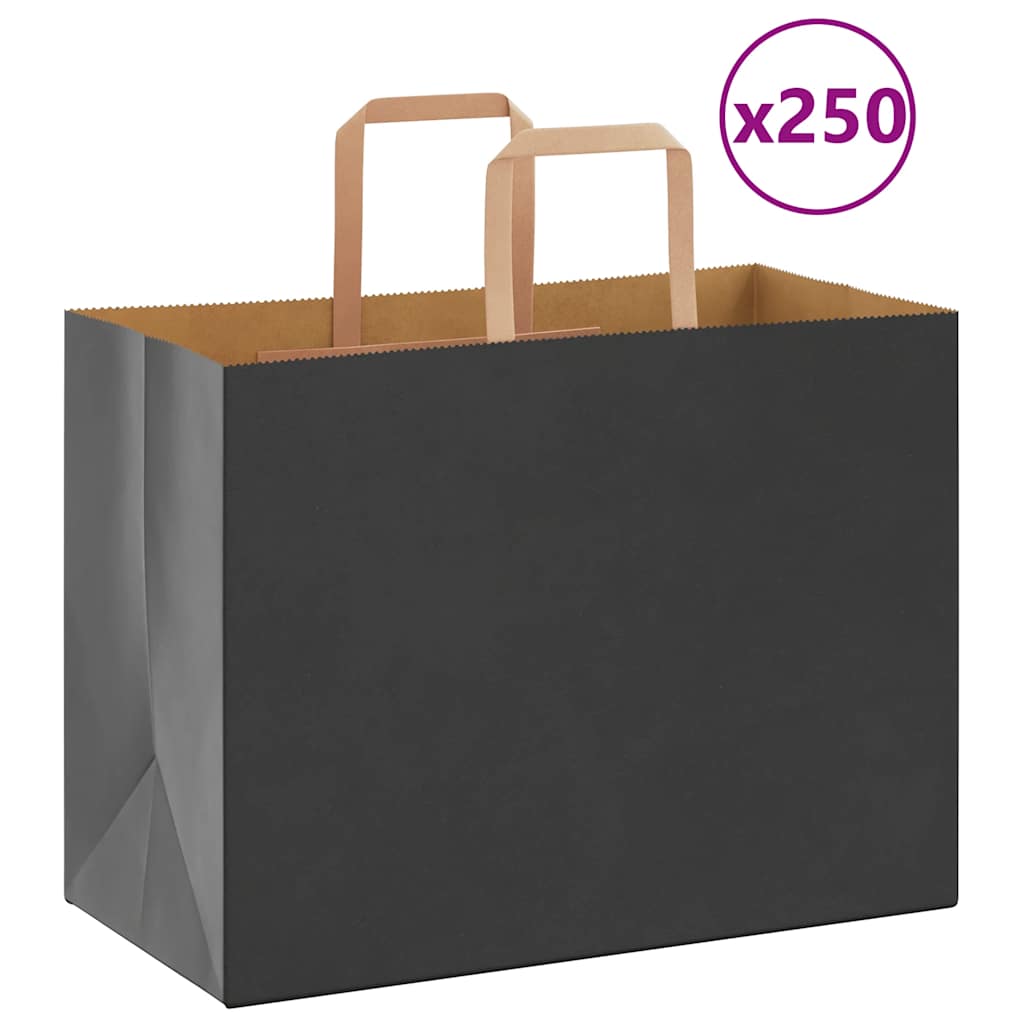 Sacchetti di Carta Kraft 250 pz con Manici Neri 32x17x25 cm