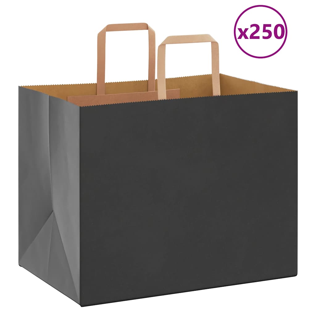 Sacchetti di Carta Kraft 250 pz con Manici Neri 32x22x24 cm