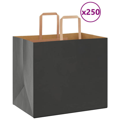 Sacchetti di Carta Kraft 250 pz con Manici Neri 32x22x28 cm