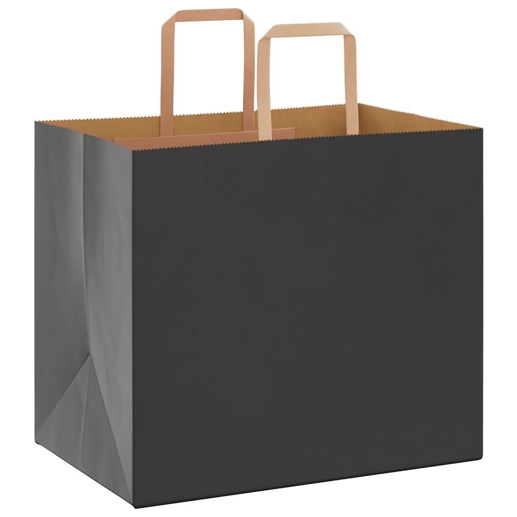 Sacchetti di Carta Kraft 250 pz con Manici Neri 32x22x28 cm