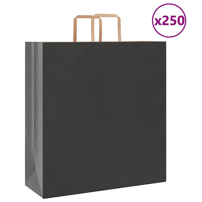 Sacchetti di Carta Kraft 250 pz con Manici Neri 45x17x48 cm