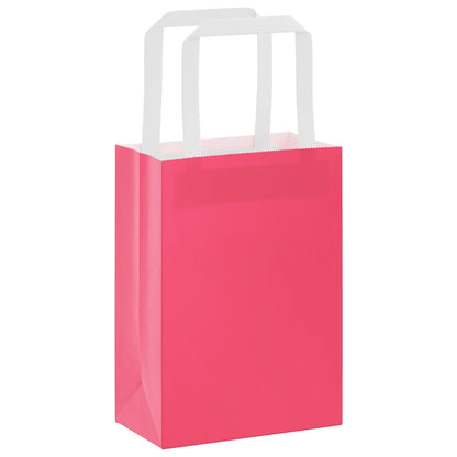 Sacchetti di Carta Kraft 50 pz con Manici Rosa 15x8x21 cm