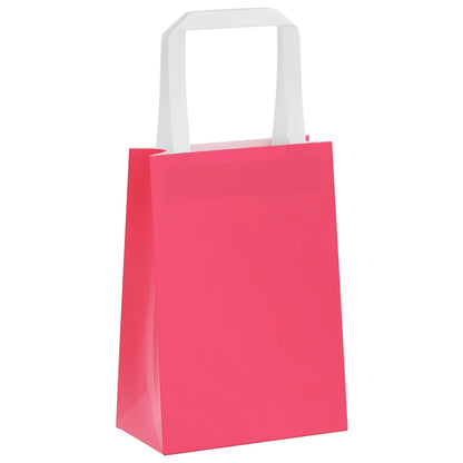 Sacchetti di Carta Kraft 50 pz con Manici Rosa 15x8x21 cm