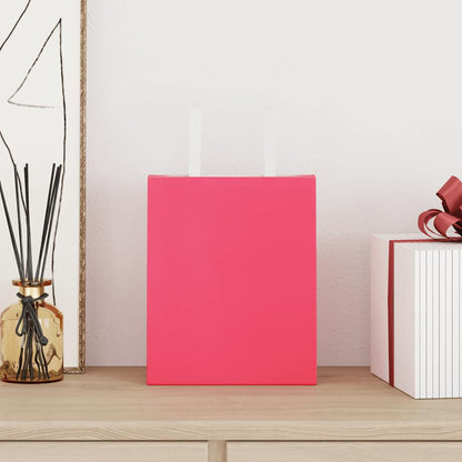 Sacchetti di Carta Kraft 50 pz con Manici Rosa 18x8x22 cm