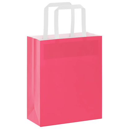 Sacchetti di Carta Kraft 50 pz con Manici Rosa 18x8x22 cm