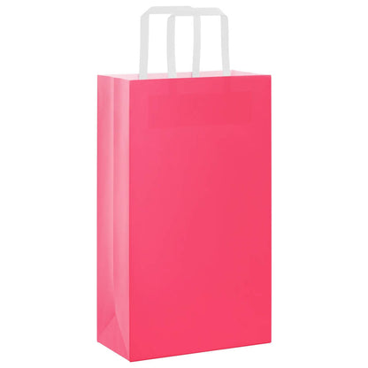 Sacchetti di Carta Kraft 50 pz con Manici Rosa 21x11x36 cm