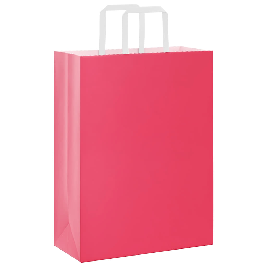 Sacchetti di Carta Kraft 50 pz con Manici Rosa 26x12x35 cm