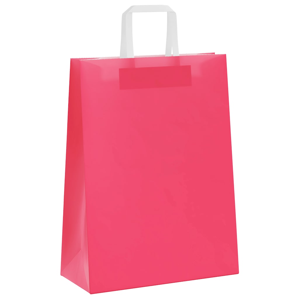 Sacchetti di Carta Kraft 50 pz con Manici Rosa 26x12x35 cm