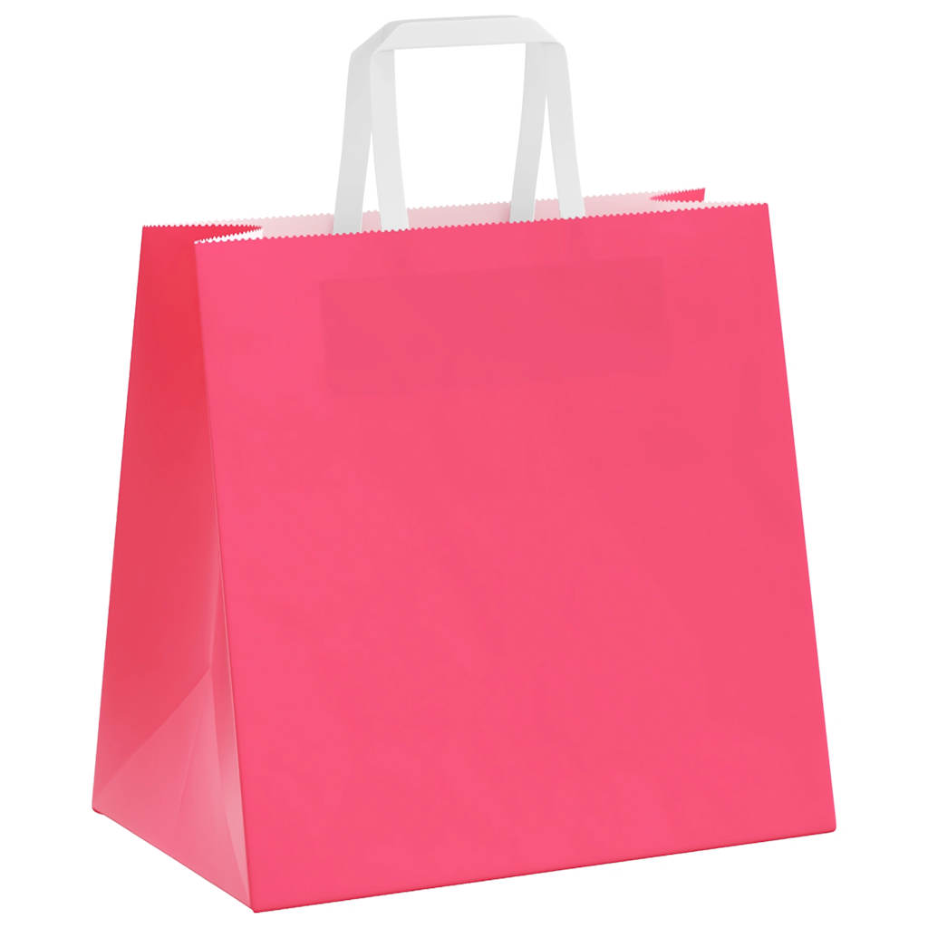 Sacchetti di Carta Kraft 50 pz con Manici Rosa 26x17x25 cm