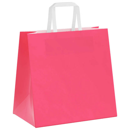 Sacchetti di Carta Kraft 50 pz con Manici Rosa 26x17x25 cm